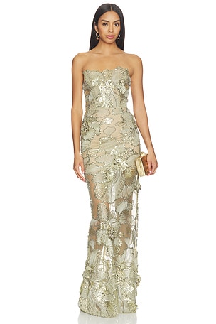 Tiffany Sequin Floral Farah Strapless Maxi Dress Bronx Banco