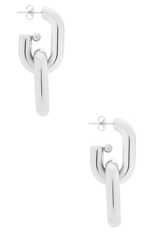 Bronx and Banco Double Link Earrings in Metallic Silver