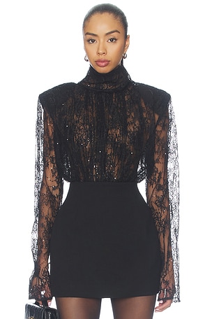 Sequin Lace Long Sleeve Bodysuit Bronx Banco
