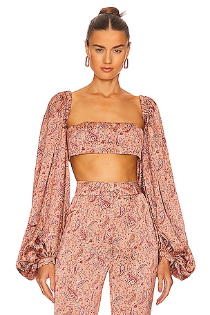 Pink Floral Crop Top With Knot – Fashionestan
