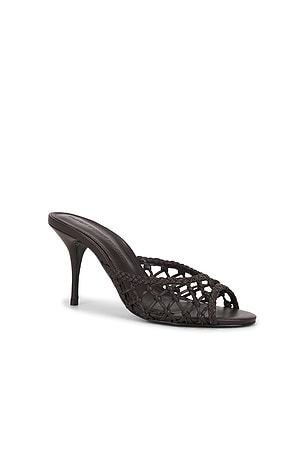 BLACK SUEDE STUDIO Peach 80 Mule in Chocolate