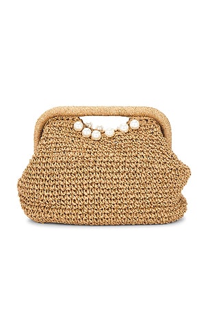 BTB Los Angeles Karen Pearl Clutch in Brown