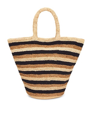 BTB Los Angeles Marisol Striped Tote in Tan