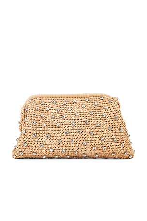 BTB Los Angeles Briar Crystal Clutch in Tan