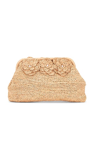 BTB Los Angeles Florian Flower Clutch in Tan