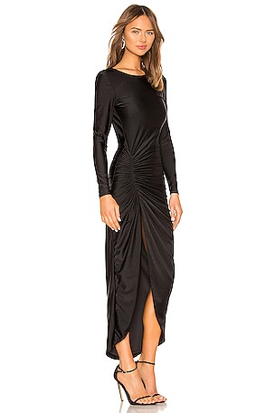 superdown Sarah Ruched Maxi Dress in Black