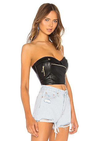 superdown HAUT EN CUIR SANS BRETELLES LEXY in Black