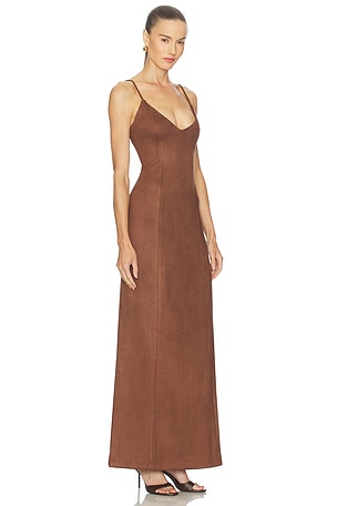 Bubish Gabriela Faux Suede Maxi Dress in Brown