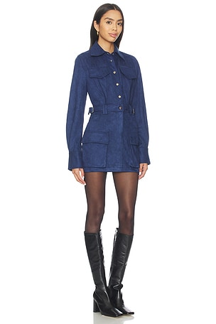 Bubish Celine Faux Suede Shirt Dress in Blue
