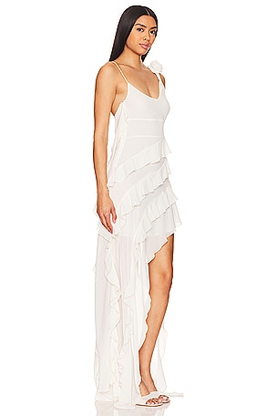 Bubish Willow Ruffle Rosette Dress in White