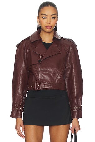 Ellery Faux Leather Belted Jacket Bubish