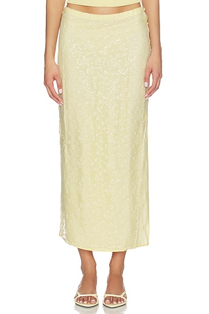 Bubish Hazel Sequin Lace Skirt in Lemon