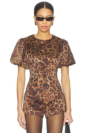 Poppy Bubble Sleeve Blouse Top Bubish