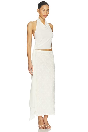 Bubish Hailey Cowl Neck Halter Top W/ Drape in Ivory