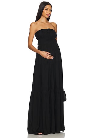 VESTIDO LONGO FRANZIDO SEM ALÇAS BUMPSUIT