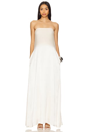 BUMPSUIT Brushed Satin Gown in Ivory