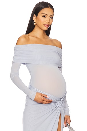 BUMPSUIT Off The Shoulder Mesh Top en Bleu