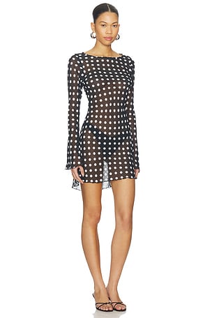 Bella Venice Britain Long Sleeve Dress in Black,White