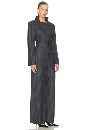 Bevza Pinstriped Jumpsuit in Grey