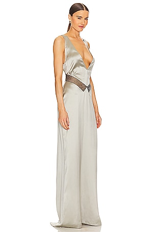 Bevza Vest Dress in Metallic Silver