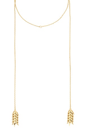 Bevza Spikelet Long Pendant in Metallic Gold
