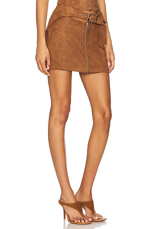 BY.DYLN Regina Mini Skirt in Brown. Size XXS. Also