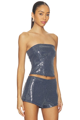 BY.DYLN Messa Bodice Top in Blue. Size XL. Also