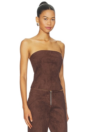 BY.DYLN Avila Corset Top in Chocolate. Size XS. Also
