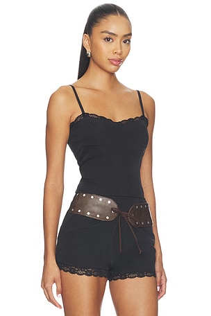 BY.DYLN Onyx Corset Top in Black. Size M. Also