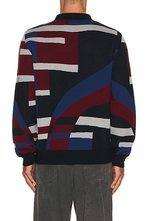 By Parra Vertical Forest Knitted Polo in Blue