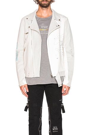 C2H4 x Number (N)ine Musician Hybrid Leather Jacket in White