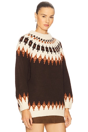 Callahan Kathleen Fair Isle Pullover in Chocolate. Size XS. Also