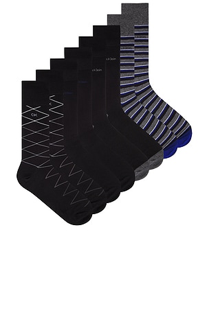 4 Pack Multi Pattern Assorted Dress Crew Socks Calvin Klein