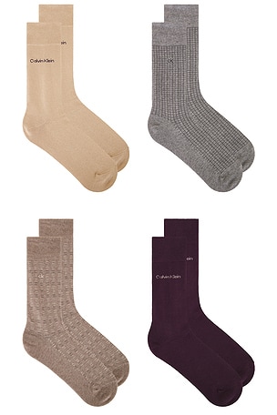 4 Pack Combed Cotton Giftbox Dress Crew Socks Calvin Klein