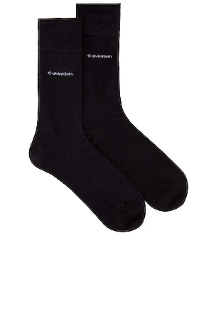 Calvin Klein Giza Cotton Flat Knit Dress Crew Socks in Khaki in Black |  REVOLVE