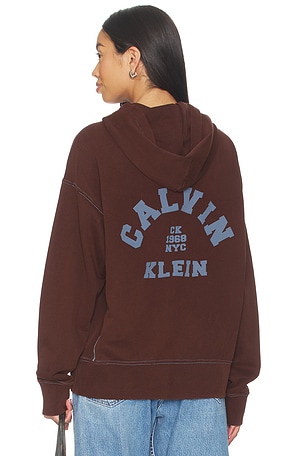 Washed Premium Vintage Logo Zip Hoodie Calvin Klein