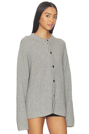 Calvin Klein Chunky Cotton Blend Cardigan in Grey