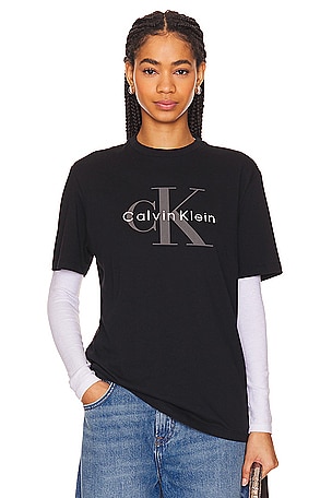 Calvin Klein Archive Logo Relaxed Short Sleeve Tee in Dark Sapphire