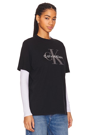 Calvin Klein Mono Logo Tee in Black