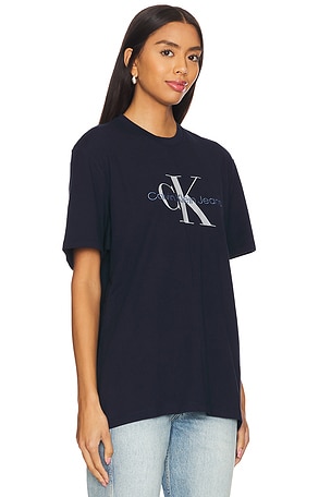 Calvin Klein Short Sleeve Hero Monologo Tee in Blue