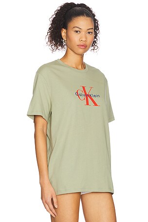 Calvin Klein Monologo Tee in Sage