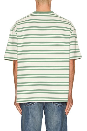 Calvin Klein Heavyweight Stripe Jersey Tee in Cream,Green