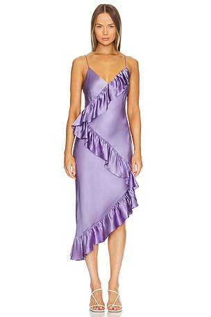 Michelle Mason one-shoulder draped gown - Purple