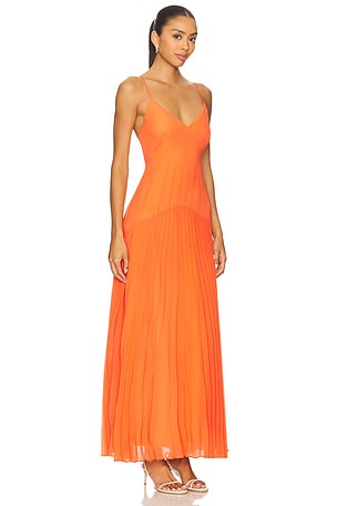 CAMI NYC Jennelyn Chiffon Pleated Gown in Orange