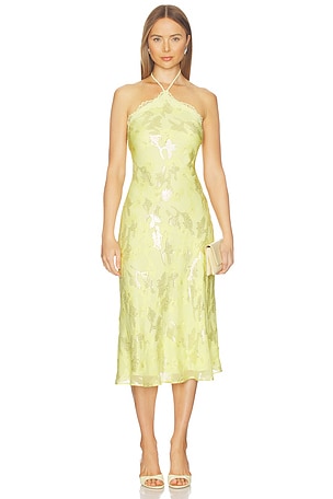 Ruzita Metallic Chiffon Midi Dress CAMI NYC