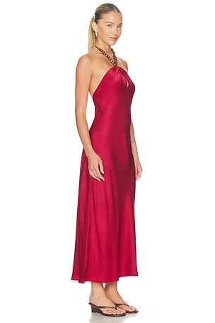 CAMI NYC Giulia Hammered Halter Dress in Red