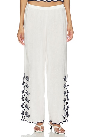 Madrid Embroidered Linen Pant CAMI NYC