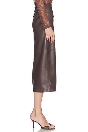 CAMI NYC Lorena Vegan Leather Skirt in Brown