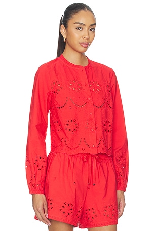CAMI NYC Kalena Cotton Blouse in Red