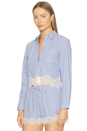 CAMI NYC Luisa Cropped Button Down Top in Blue. Size XXS. Also